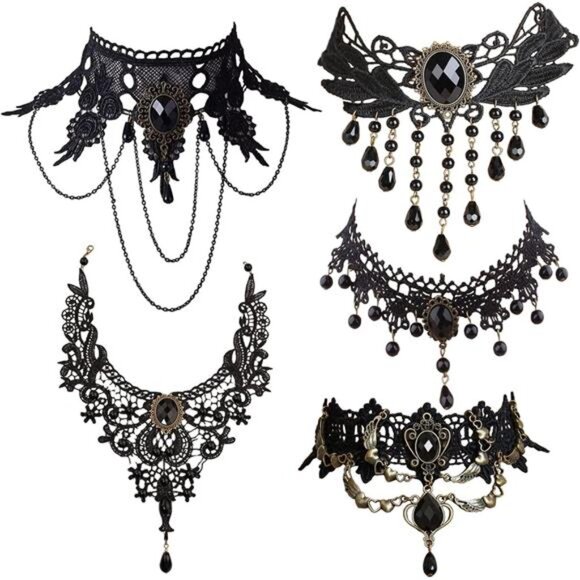 5 Pieces/Set Halloween Sexy Jewelry Women Lady Elegant Goth Gothic Steampunk - Picture 1 of 14